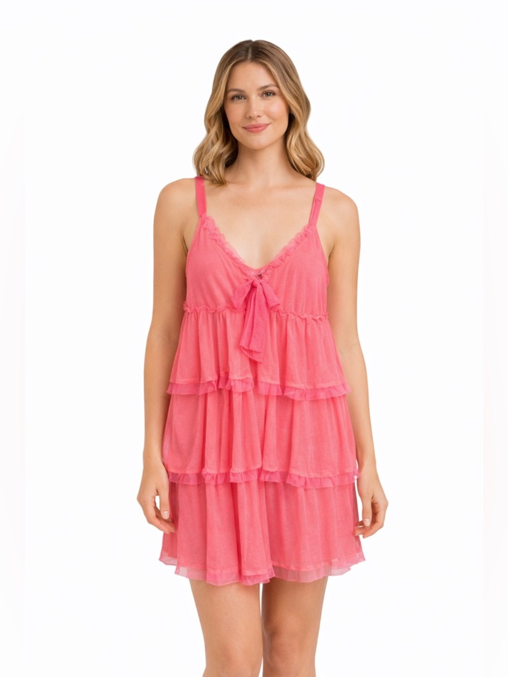 Victoria’s Secret Pink Babydoll Dress Y2K Coquette Ruffle Tiered Nightgown M